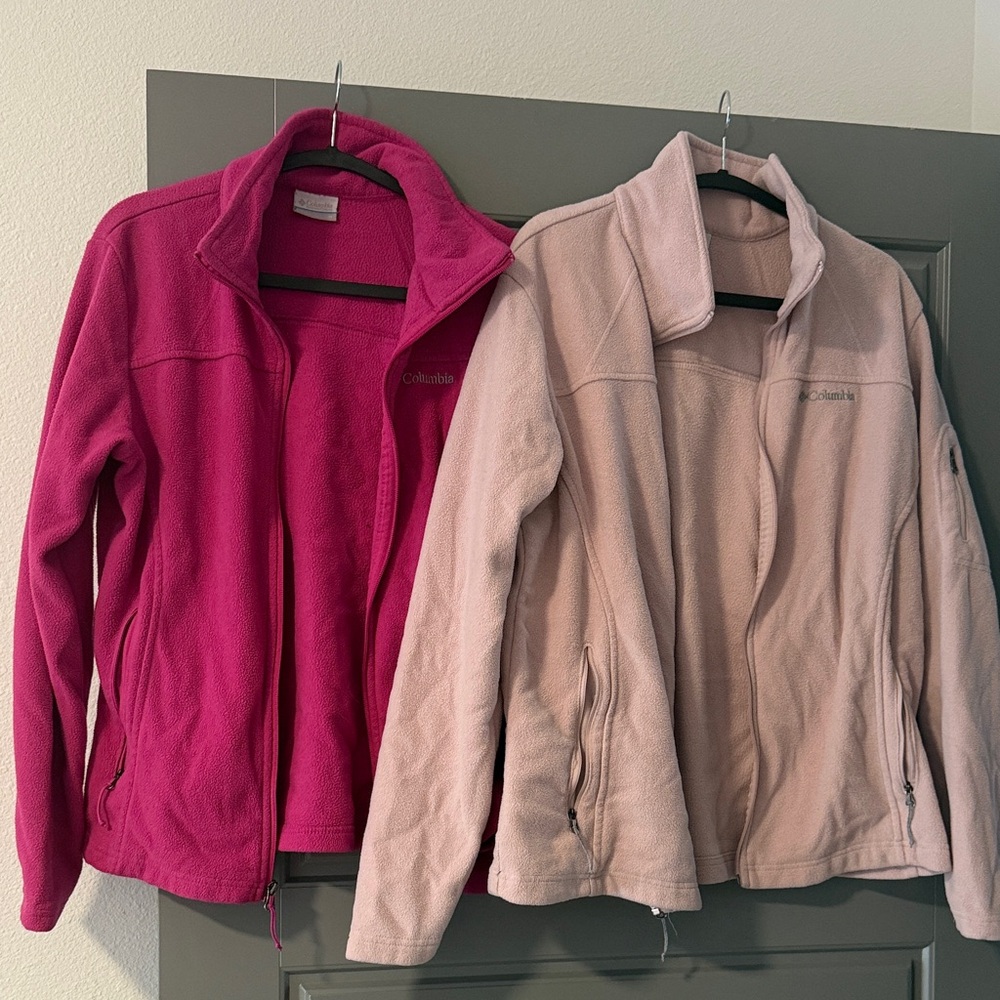 Fleece Women Jackets M & XL - Vibrant Pink and Soft Cream